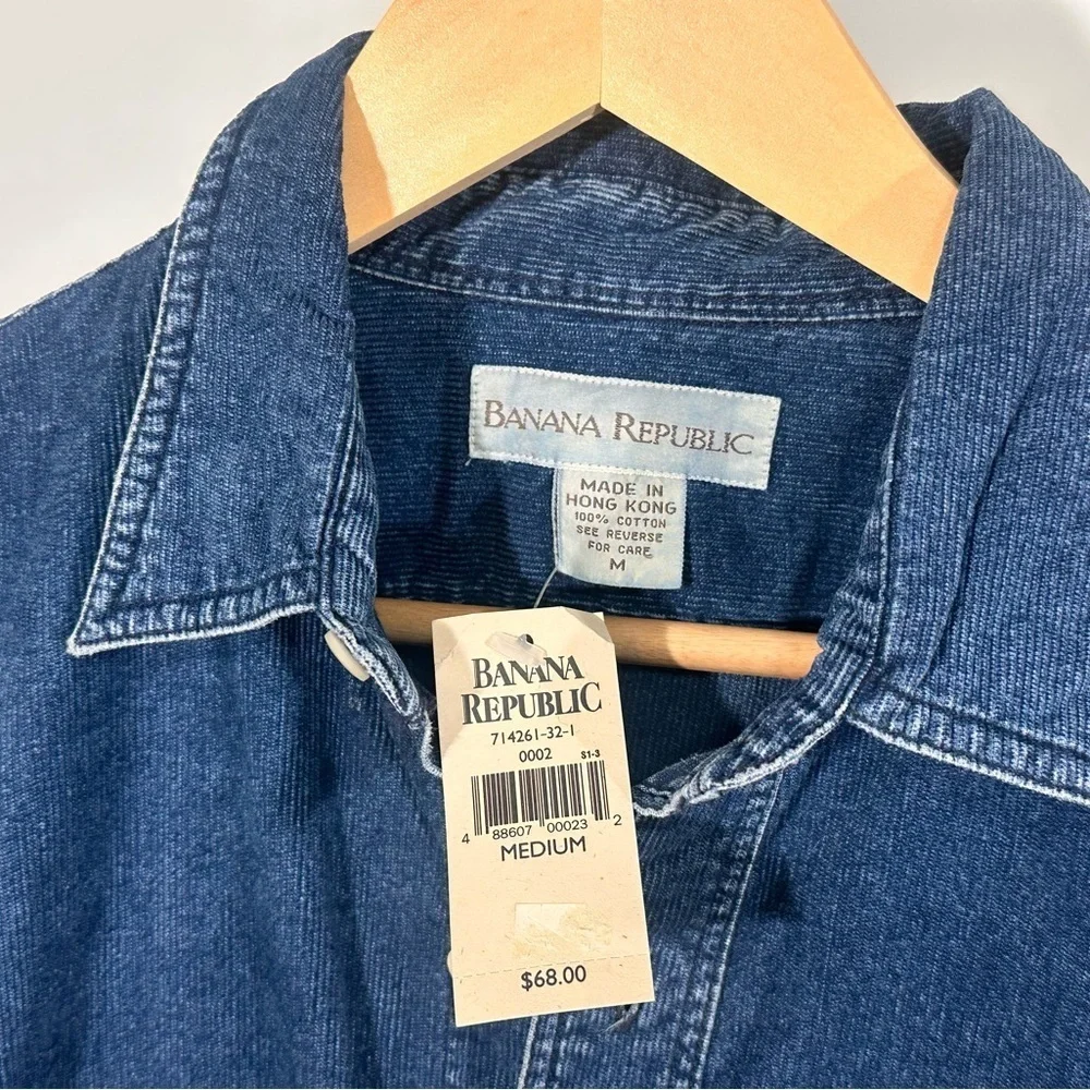 NWT Hong Kong Banana Republic Vintage Denim Button-Up Shirt Made in Medium
